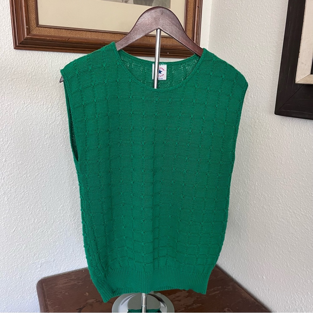 Vintage Sweater Bazaar Green Knit Sweater Vest